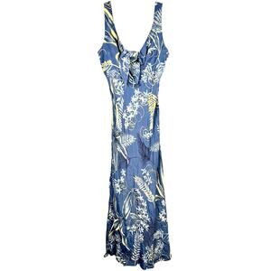 Trilogy Midi Dress Size Women Size 6 Gray Yellow Floral Topical Garden Vintage